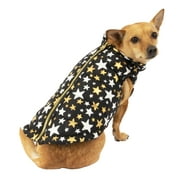 Vibrant Life Dog Bomber Jacket, Black Star Print, (XXS)