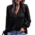 thumbnail image 1 of Blusa de mujer Color puro cuello en V Casual cómoda transpirable camisa de moda de un solo pecho para viajes, 1 of 7
