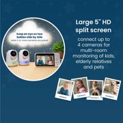 Babysense Prisma Baby Monitor with Camera and Audio, 5” HD Video Baby Monitor, 6-Color Night Light, Split Screen, Baby Sound Machine with White Noise & Lullabies, Secure No Wifi