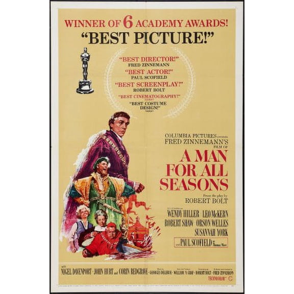Man For All Seasons Movie poster 12x16 Print on Metal Sign 12in x 16in Square Adults Best Posters
