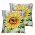 thumbnail image 2 of CMMY Floral Pillow Covers Lumbar Pillowcase Sunflower with Leaves and Strawberry Print Cushion Cover Stripe Background Pillow Case for Sofa Patio (Green Stripe),Set of 2, 2 of 6
