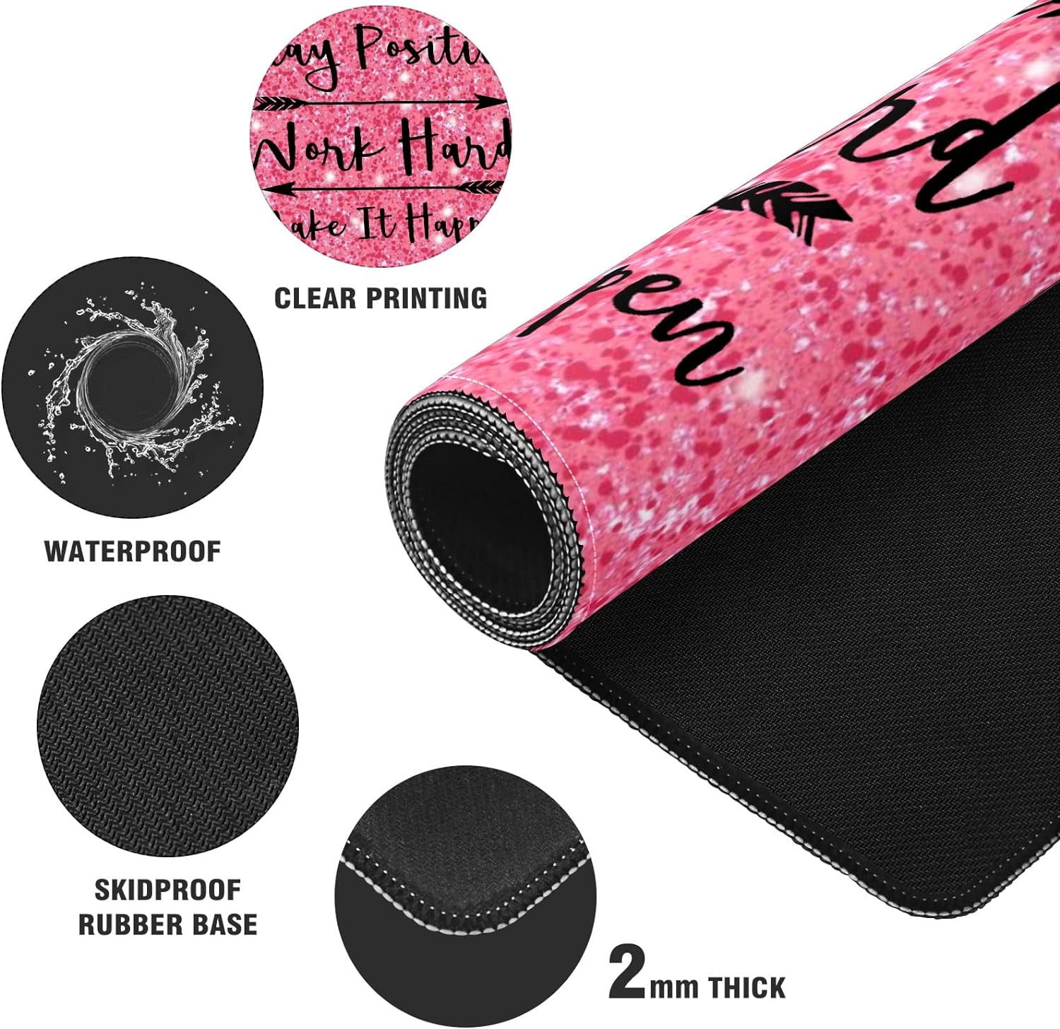 Glitter Pink Starlight Gradient Desk Mat, Desk Accessory, Cute Workspace, Trendy Workspace, Trendy, 35.4x15.7in Large Gaming Mouse Pad, Cute Desk Topper, Pretty Desk Pad