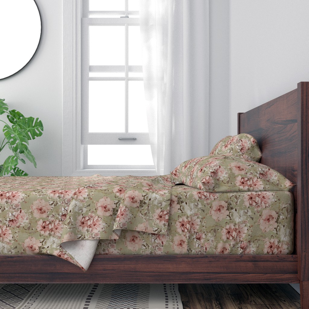 100 Cotton Sheets, King 4pc Set Vintage Shabby Rose Floral Victorian