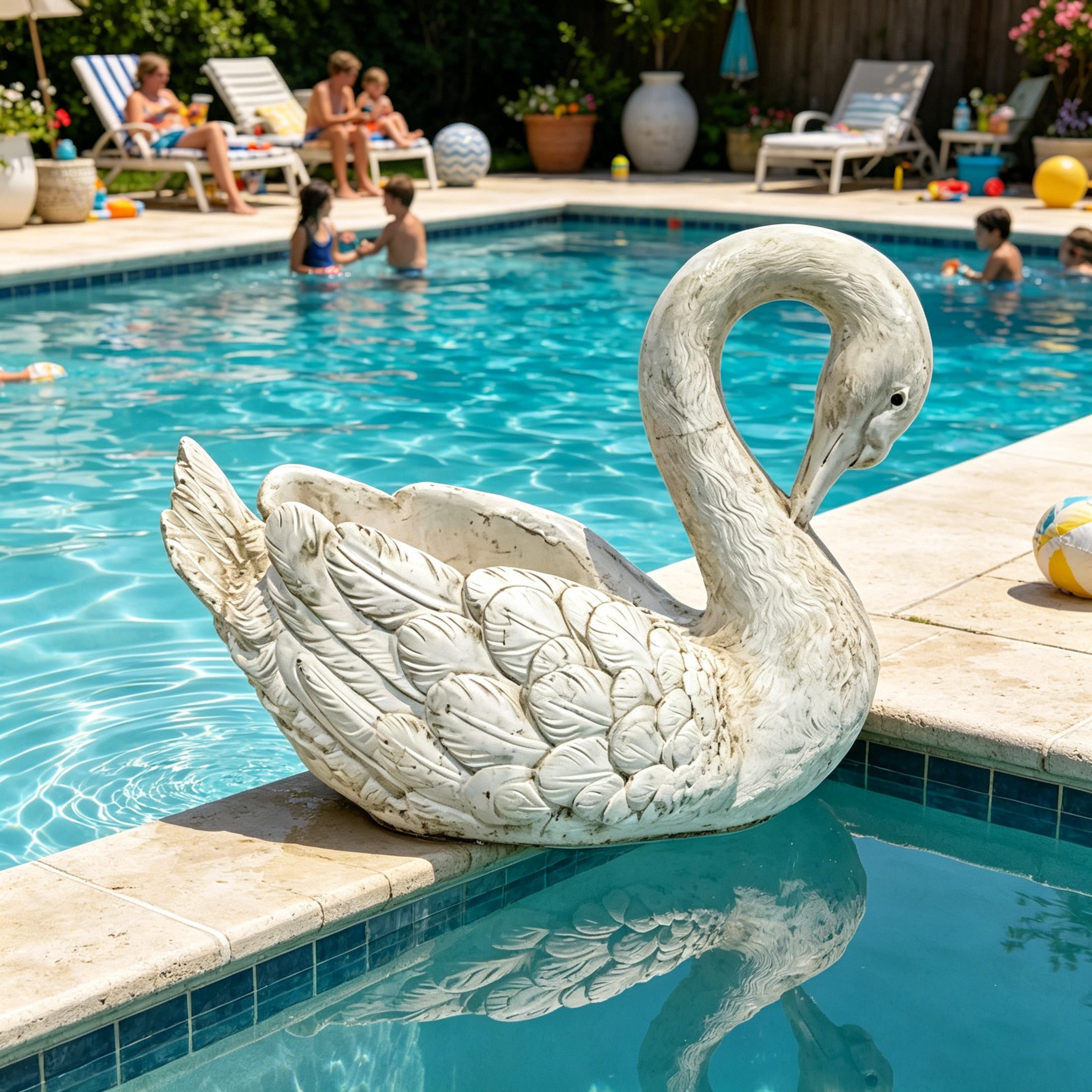 GDF Studio White Swan Statue Planter, Weather-Resistant Resin Garden Flower Pot Sculpture for Pond Patio Lawn Backyard