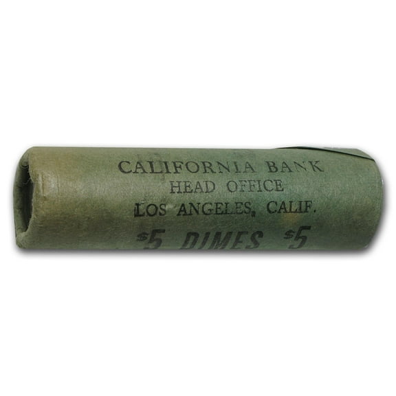 90% Silver Roosevelt Dimes 50-Coin Roll BU (Bank Wrapped)