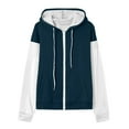 thumbnail image 4 of FRSASU Women's Color Block Zip up Hoodie Sweatshirt Casual Long Sleeve Jacket with Pockets Loose Tops Navy, 4 of 6