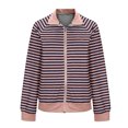 thumbnail image 4 of Kaemgyyd Jackets for Women Lightweight Casual Long Sleeve Lapel Zip up Coat Stripe Printing Loose Outerwear with Pockets, 4 of 5