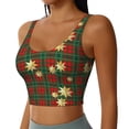 thumbnail image 2 of Fotbe Checkered With Golden Stars Pattern Womens' Sports Bra Longline Wirefree Padded with Medium Support Sports Moisture-Wicking Workou Vest,Tank Top-X-Large, 2 of 7