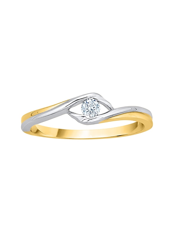 Diamond Solitaire Promise Ring in 14K Two Tone Gold (1/10 cttw) (I