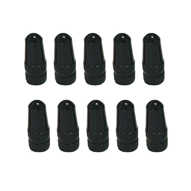 10 Pieces Bike Tire Caps Dustproof Air Cover Protective Fittings Aluminum Alloy Solid Color Rim Stem Covers for Replacement Black