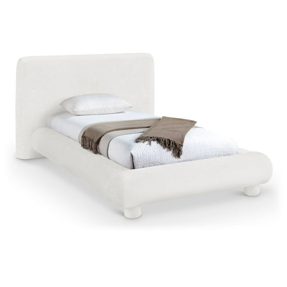 Meridina Furniture Blair Cream Chenille Fabric Upholstered Twin Bed
