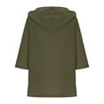 thumbnail image 2 of Jalioing 3/4 Sleeve Hoodies for Women Button V Neck Hooded Drawstring Pullover Shirt Casual Fashion Sweatshirts, 2 of 9