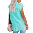 thumbnail image 4 of Gvmfive Women Short Sleeve Buttons Turn Down Collar Shirts Blouse, 4 of 5