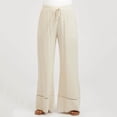 thumbnail image 3 of LIaqionyy Womens Maternity Pants Wide Leg High Waisted Adjustable Drawstring Casual Trousers with Pockets, 3 of 6