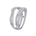 thumbnail image 2 of Round Cut White Cubic Zirconia Chevron Enhancer Guard Ring 14K White Gold Ring Size - 7, 2 of 3