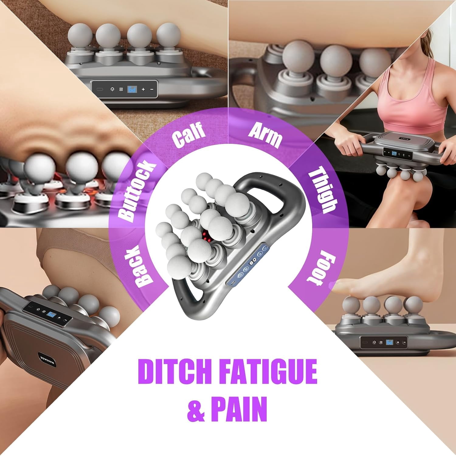 Deep Tissue Massage Gun with 16 Heads & 9 Modes for Full Body Muscle Recovery