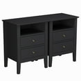 thumbnail image 2 of CozyHome Fluted Nightstand Set of 2, Modern Side Table with 2 Drawers and Storage Shelf, for Bedroom, Living Room, Black, 2 of 7