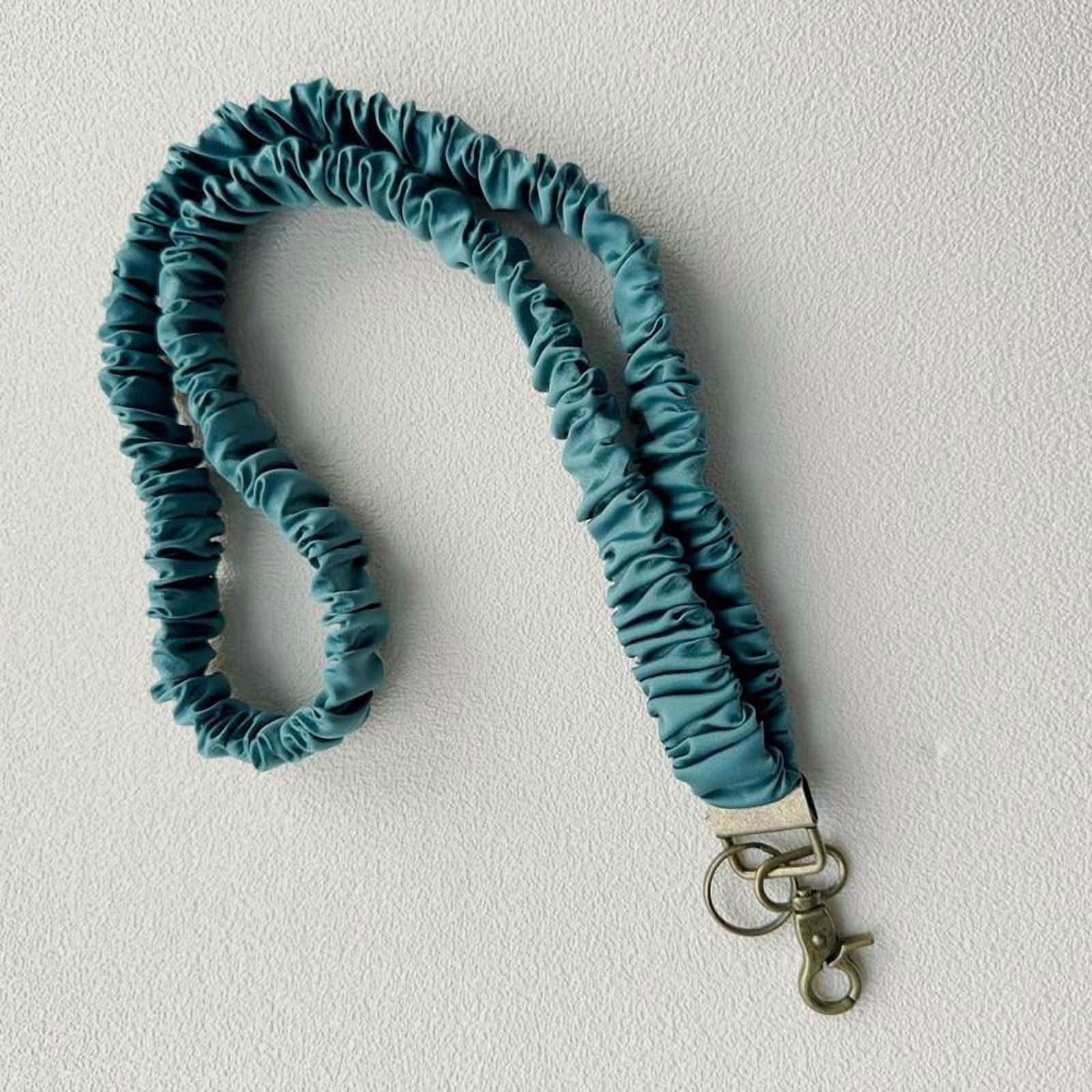 Stretchy Scrunchie Lanyard for ID Badges – Cute Neck Lanyard for Keys | Retractable Keychain Holder for Women