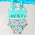 thumbnail image 4 of ZXLBBD Girl Swimsuits 2 Piece Floral Print Ruffle Separates Tankini Top with High Waist Bottom Kids Youth Cute Casual Beah Swimming, 4 of 7