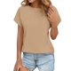 thumbnail image 1 of Tops de Verano de Mujer Suelto Ajuste Primavera Y Verano Suéter Casual Color Sólido Manga Corta Cuello Redondo, Camiseta Suelta de Poliéster, 1 of 9