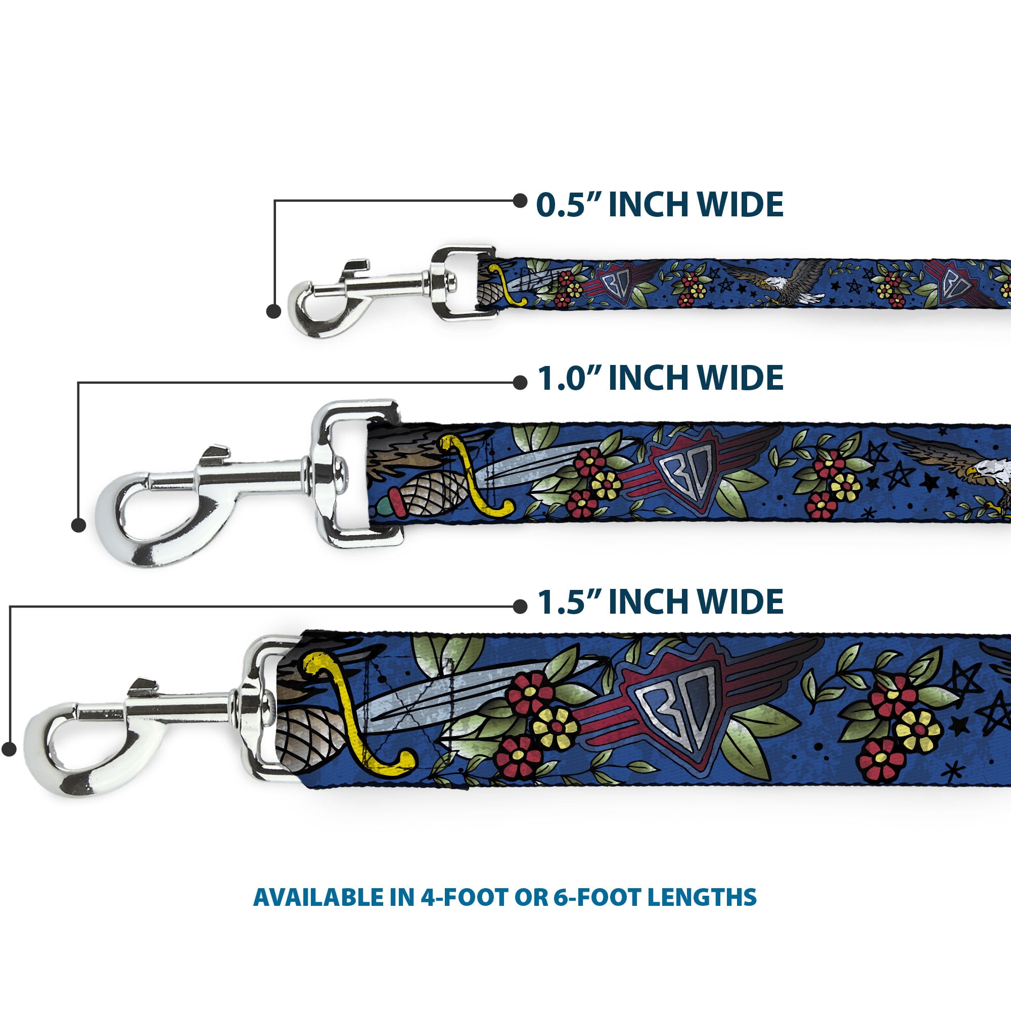 Buckle-Down Pet Leash, Dog Leash, Truth And Justice Close Up Blue, 6 Feet Long 1.0 Inch Wide