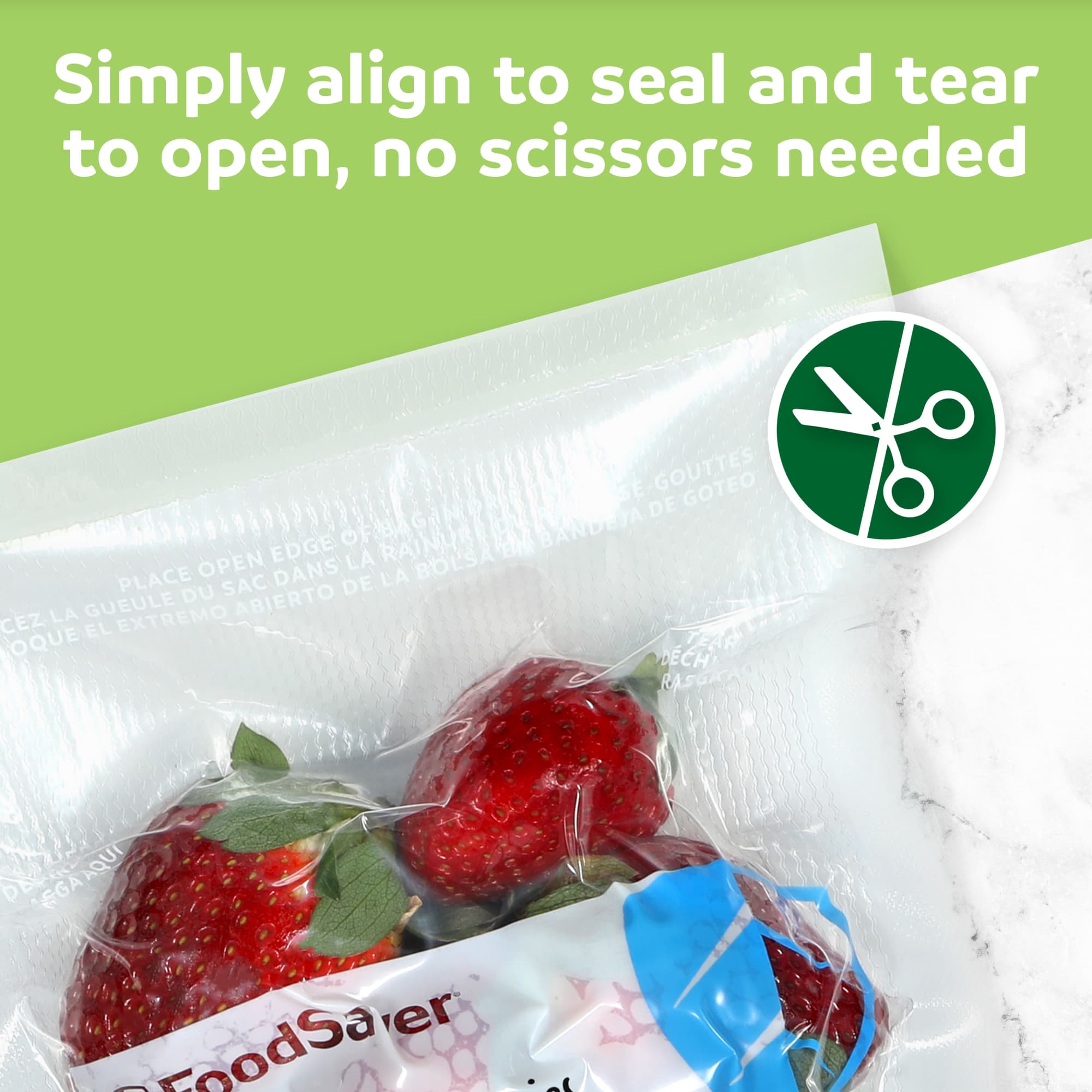 FoodSaver Pint Vacuum Seal Bags, 60 Count Pre-Cut BPA-Free Freezer Bags, Align to Seal & Tear to Open for Food Freezer, Sous Vide, and Meal Prep