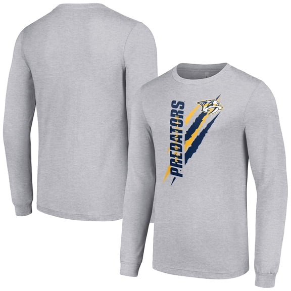 Men's Starter Heather Gray Nashville Predators Color Scratch Long-Sleeve T-Shirt