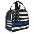 thumbnail image 2 of Disketp Thin Blue Line Flag for Insulated Lunch Bag for Women and Men, Perfect for Work, Hiking, Picnic, 2 of 8