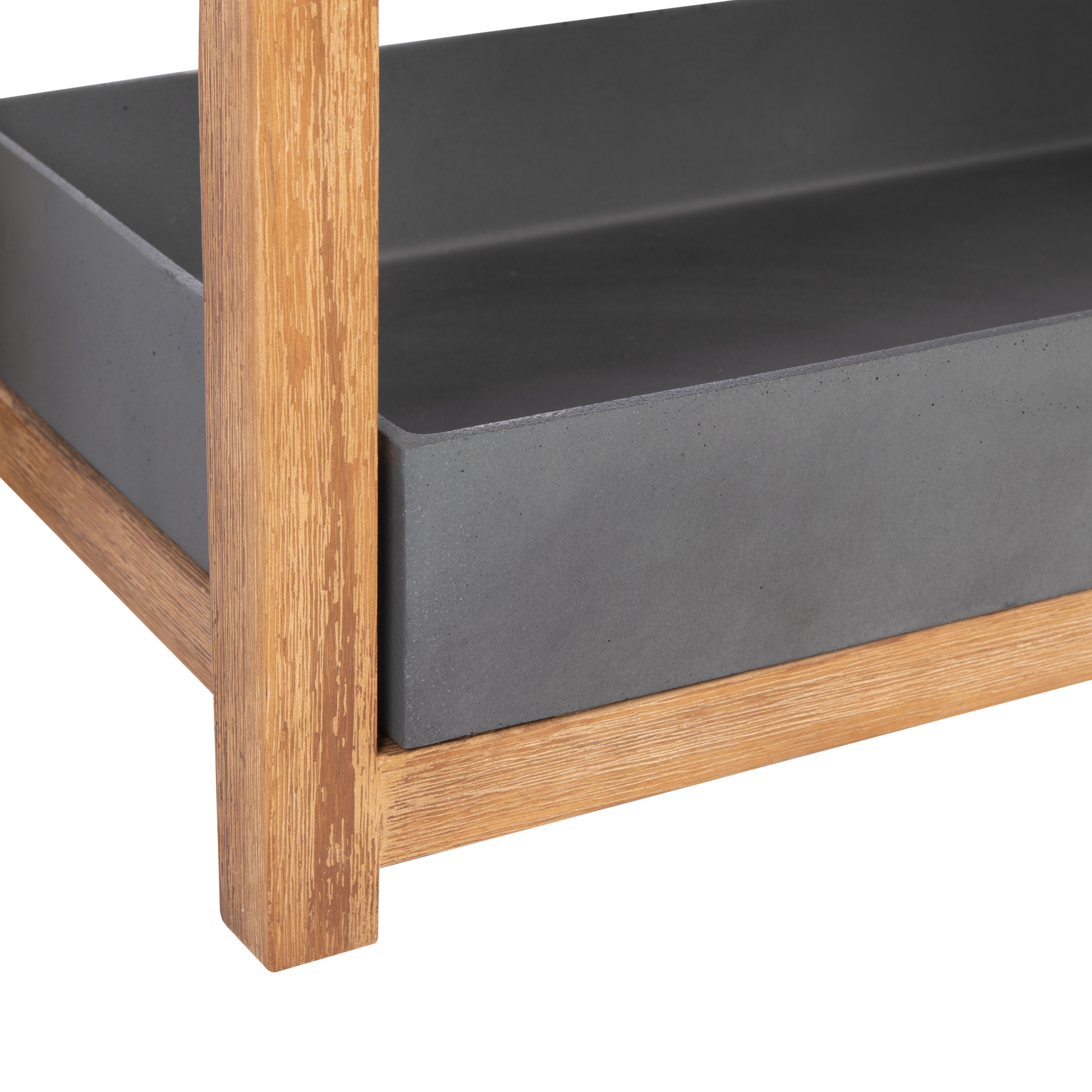 SAFAVIEH Semli Outdoor Patio 3 Tier Shelf, Natural/Grey