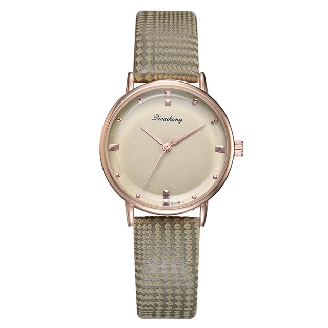 Reloj de pulsera con correa de cuero PU analógico de cuarzo con esfera redonda femenina simple a la moda (verde)