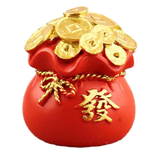 Estatua de bolsas de dinero Bolsa de dinero de resina de estatuilla de Feng Shui chino , de un Fanmusic Estatua de bolsas de dinero