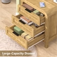 thumbnail image 4 of Wood Nightstand with 3 Storage Drawer, 21" Wide Night Stand with Curved Profile Design, Bedside End Table for Bedroom, Living Room, Closet (1, Natural Oak, 3 Drawer), 4 of 9
