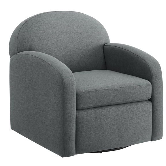 Modern Gray Fabric Swivel Chair with 360-Degree Rotation and Removable Cushion