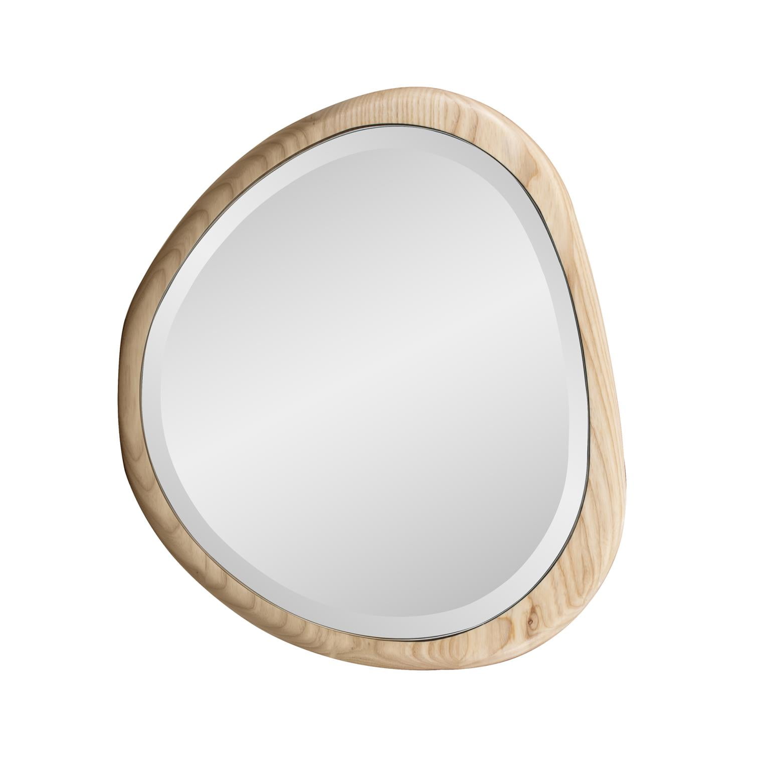 Tyler Dillon Asymmetrical Bleached Oak Wood Framed Wall Mirror - 14"W x 16"H