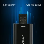 Vivitar HDMI to USB Video Capture Card with Real-Time HDMI Video and Audio for Live Streaming, Includes USB-C Adapter Cable, Black