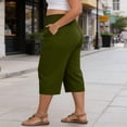 thumbnail image 5 of Diufon Womens Plus Size Capri Pants Summer Elastic High Waist Comfy Capris with Pockets Vacation Beach Trousers, 5 of 9