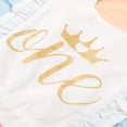 thumbnail image 4 of One opening Baby Girl Birthday Cotton Romper, Ruffled Lace Sleeveless Golden Letter Crown Print Jumpsuit, Open Back Bow Fluffy Skirt, 4 of 5
