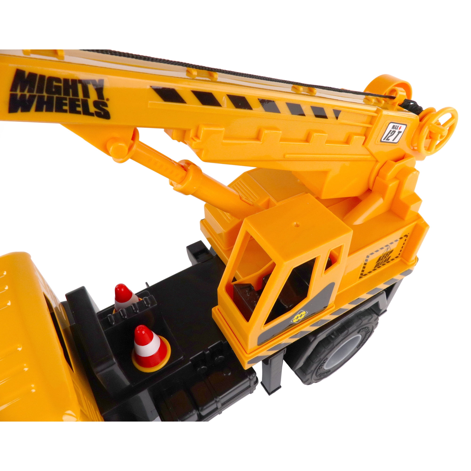 Mighty Wheels: 16" Mighty Mobile Crane - Sounds Construction Toy Vehicle, Realistic Boom, Hook & Transport, Durable Indoor-Outdoor Play, Kids Ages 3+