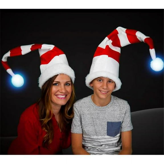 Light Up Santa Claus Faux Fur Furry Ball Hat