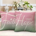 thumbnail image 3 of Faith Hope Love Decorative Throw Pillow Covers 18 x 18 Set of 4, Spring Summer Butterfly Daisy Flower Porch Patio Outdoor Pillowcase, Pink Green Easter Seasonal Cushion Case Home Decor, 3 of 5