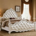 thumbnail image 5 of Moni Queen Bed, White Button Tufted Traditional Upholstery, Solid Wood, 5 of 7