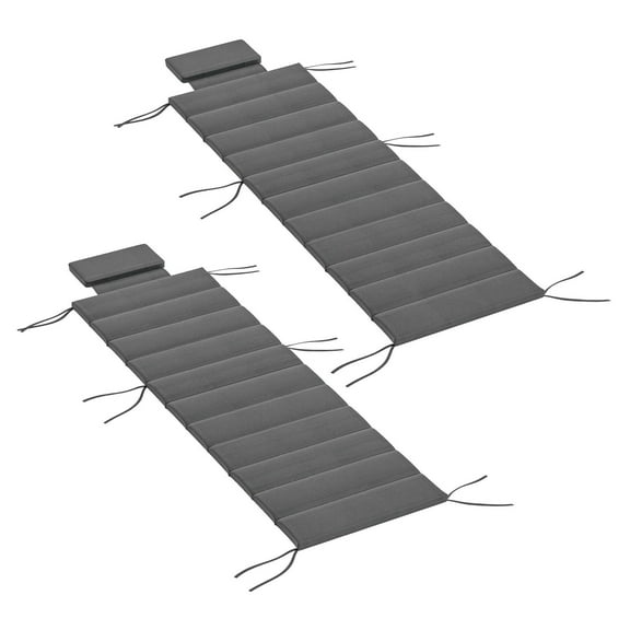 SAZYY 2-Pack Foldable Chaise Lounge Cushions 80"x26", UPF50  230gsm Olefin Water Resistant, Outdoor Patio Lounge Chair Pad for Pool Sunbathing, Dark Gray