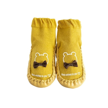 

QWERTYU Baby Toddler Girl Boy Spring Summer Fall Slippers First Walkers Shoes for Newborn Infant Girl Boy Cartoon Bowknot Non-Slip Floor Socks 0-2Y