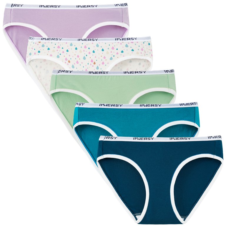INNERSY Teen Girls Underwear Cotton Bikini Panties Briefs Pack of 5 (S,  Light Colors)