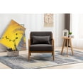 thumbnail image 6 of Dayalane Modern Accent Chair, Oak Wooden Armchair Linen Upholstered Sofa Chair with Back, Mid Century Reading Chair for Living Room Bedroom Reception Room, Grey, 6 of 9
