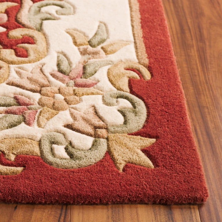 SAFAVIEH Aubusson Albus Medallion Area Rug, Rust/Ivory, 6' x 6