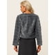 thumbnail image 4 of Abrigo mullido de piel sintétisin cuello chaquerecortacálide invierno pamujer Gris S, 4 of 5