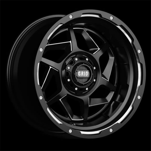 Grid Wheels D241452M78 14 24 x 14.0 in. Gloss Black & Milled Wheels with 5 x 127 & 139.7 mm Bolt Pattern & -76 87.1 offset