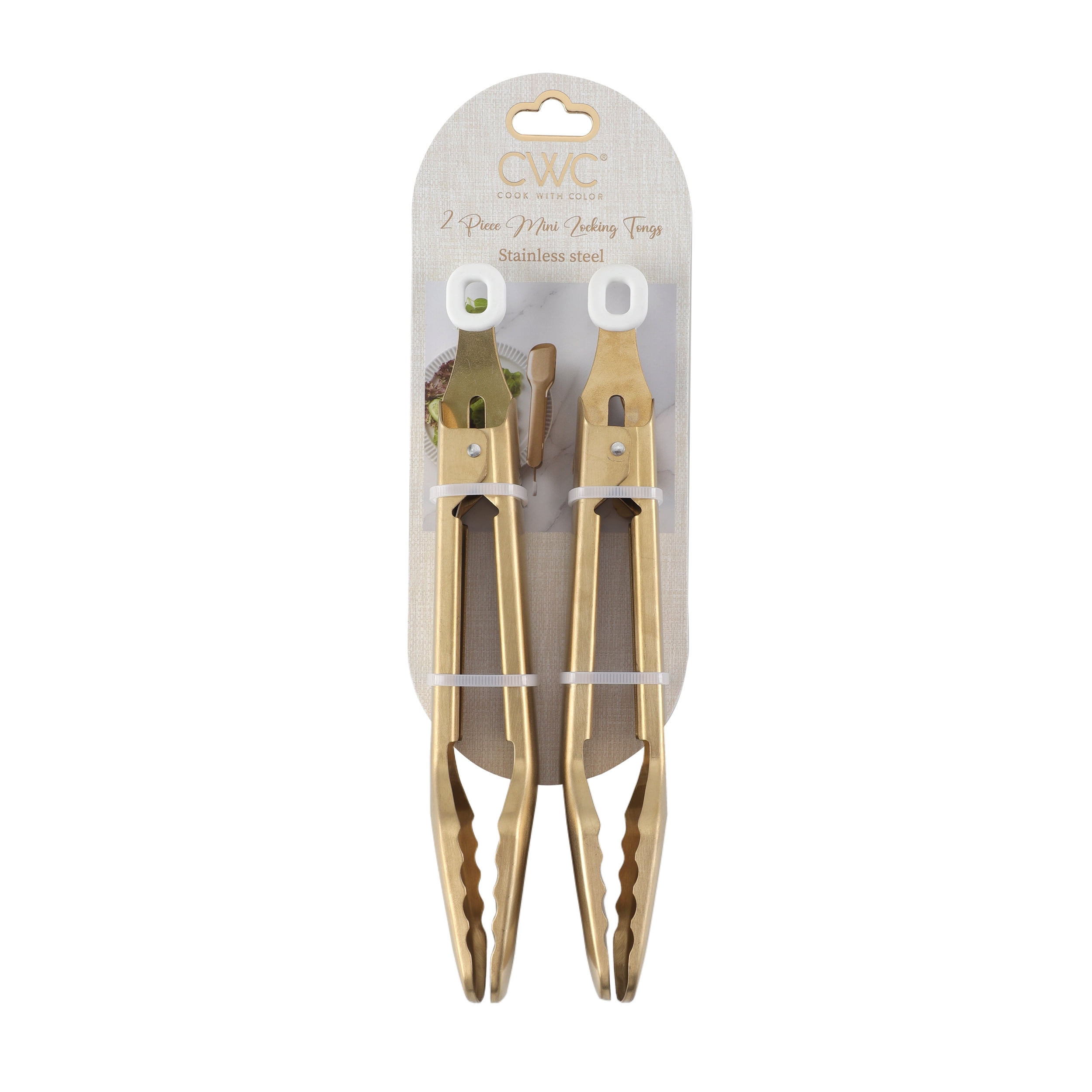 Cook with Color 2-Piece Mini Tongs – Compact & Durable