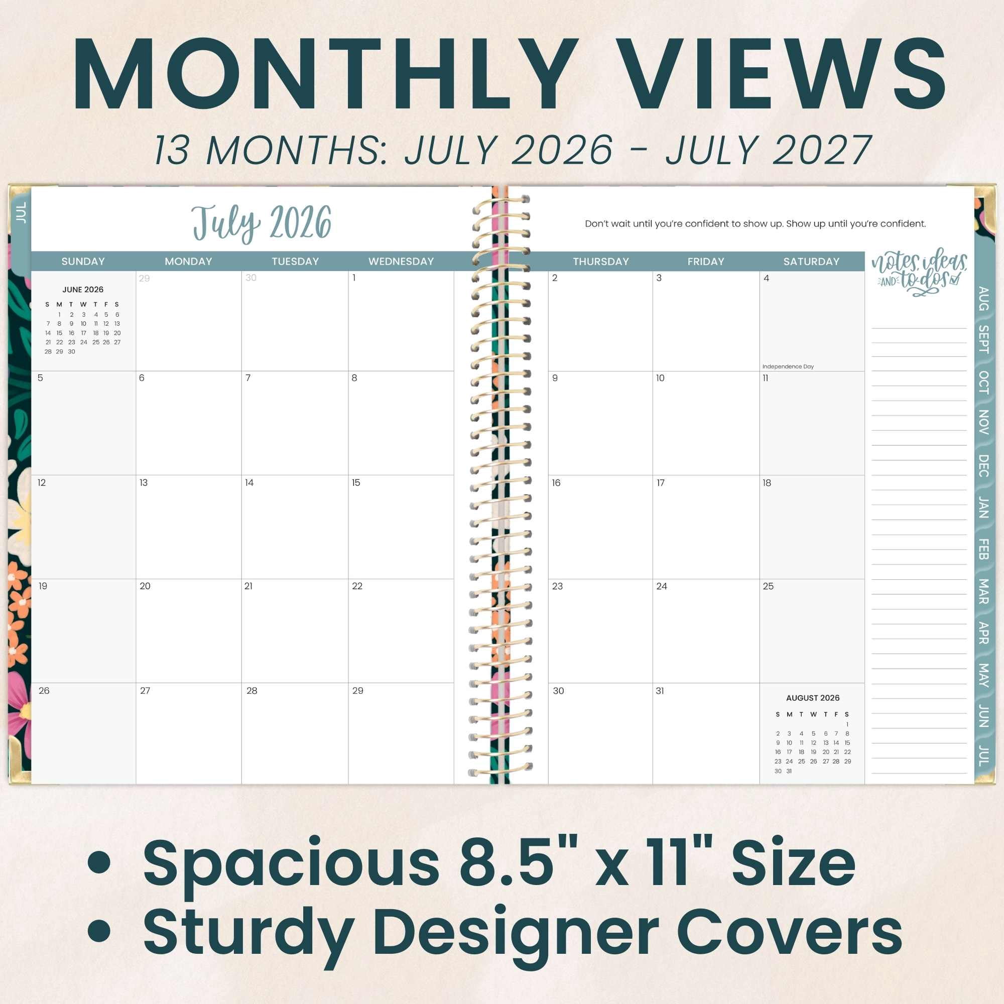 bloom daily planners 2026-2027 Academic Planner, 13-Month Monthly & Weekly Hard Cover, 8.5" x 11", Blooming Wildly